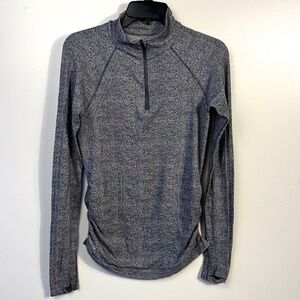 Athleta Baselayer 1/4 Zip Pullover Women’s Medium Grey Ruched Mock Neck